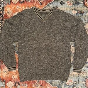 V-Neck Collegiate Long Sleeve Sweater - Unisex Size Large